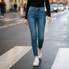 Madewell The Perfect Vintage Crop Jean Women Size 27 Medium Wash Raw Hem