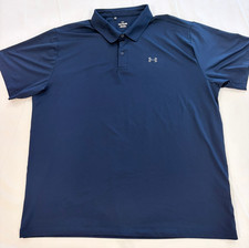 UNDER ARMOUR Men's HeatGear Polo Shirt XXL 2XL Blue Short Sleeve Performance