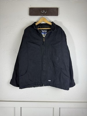 Walls Workwear Jacket Mens XL Insulated Black Full Zip Chore Coat Canvas Barn