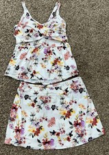 D  CO White Floral Tankini Size 16