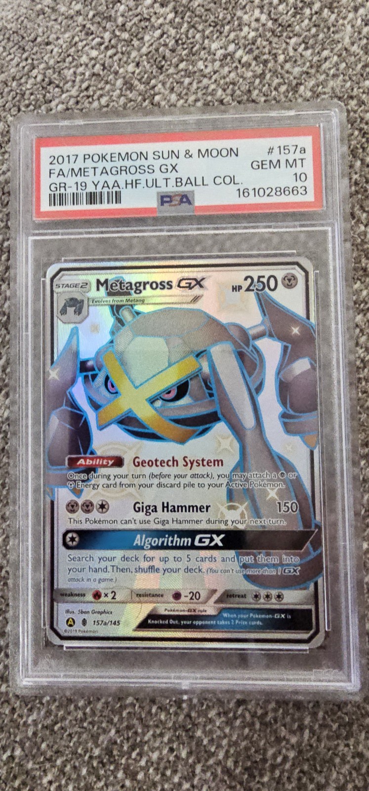 Pokemon Metagross GX #157 a Hidden Fates Promo PSA 10 Gem Mint
