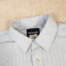 Wrangler Men's Long Sleeve Pearl Snap Western Shirt Light Blue Size L/G