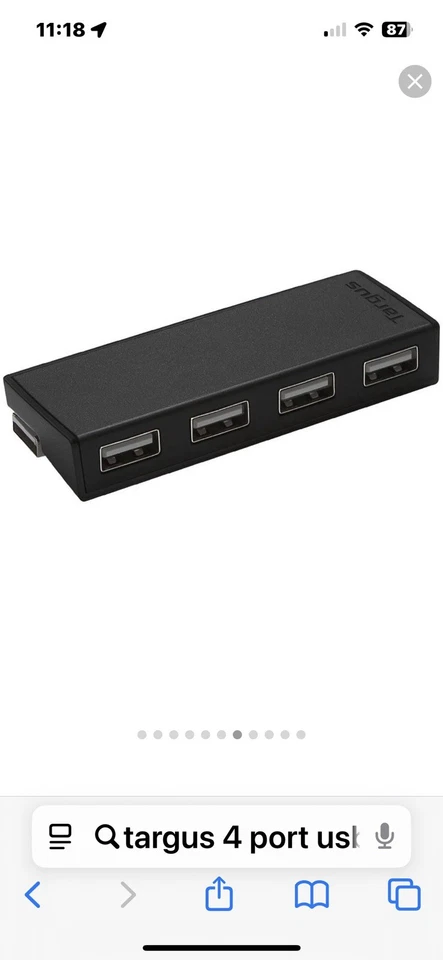 TARGUS 4-PORT USB HUB ACH114EU connect 4 devices laptops, pc, notebook, cctv NEW - Image 3 of 4