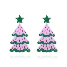Acrylic Christmas Tree Drop Dangle Earrings - Colourful Holiday Jewelry Gifts fo