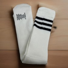 VTG AJs Socks LLC White Black Striped 22  Acrylic Tube NOS 80s USA Made Quality