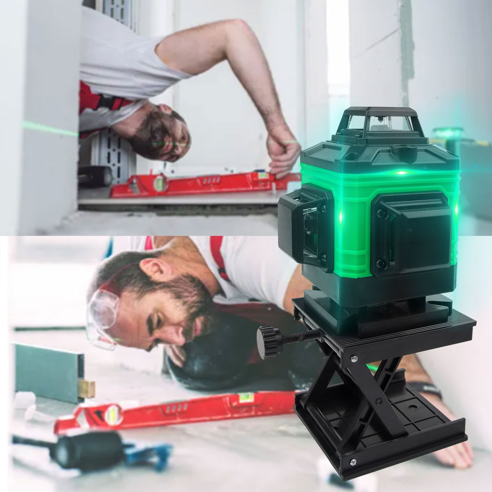 16 Lines 4D Green Laser Level 360° Fast Auto Leveling Rotary Cross Line ...