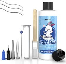 Craft Glue 4oz with Precision Tips | Quick Dry Clear Strong Permanent Tacky Glue