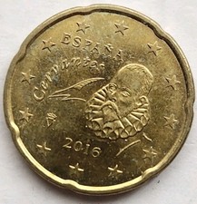 2016 20 EURO CENT COIN SPAIN Circulated - Cervantes Actual Coin