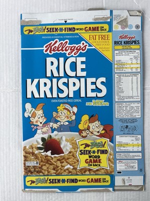 Rice Krispies Kellogg s Empty Cereal Box Yo Yogi Seek Find 1991