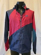 90s Vintage Nike Windbreaker Hooded Jacket L Large Color Block Pink Navy Teal