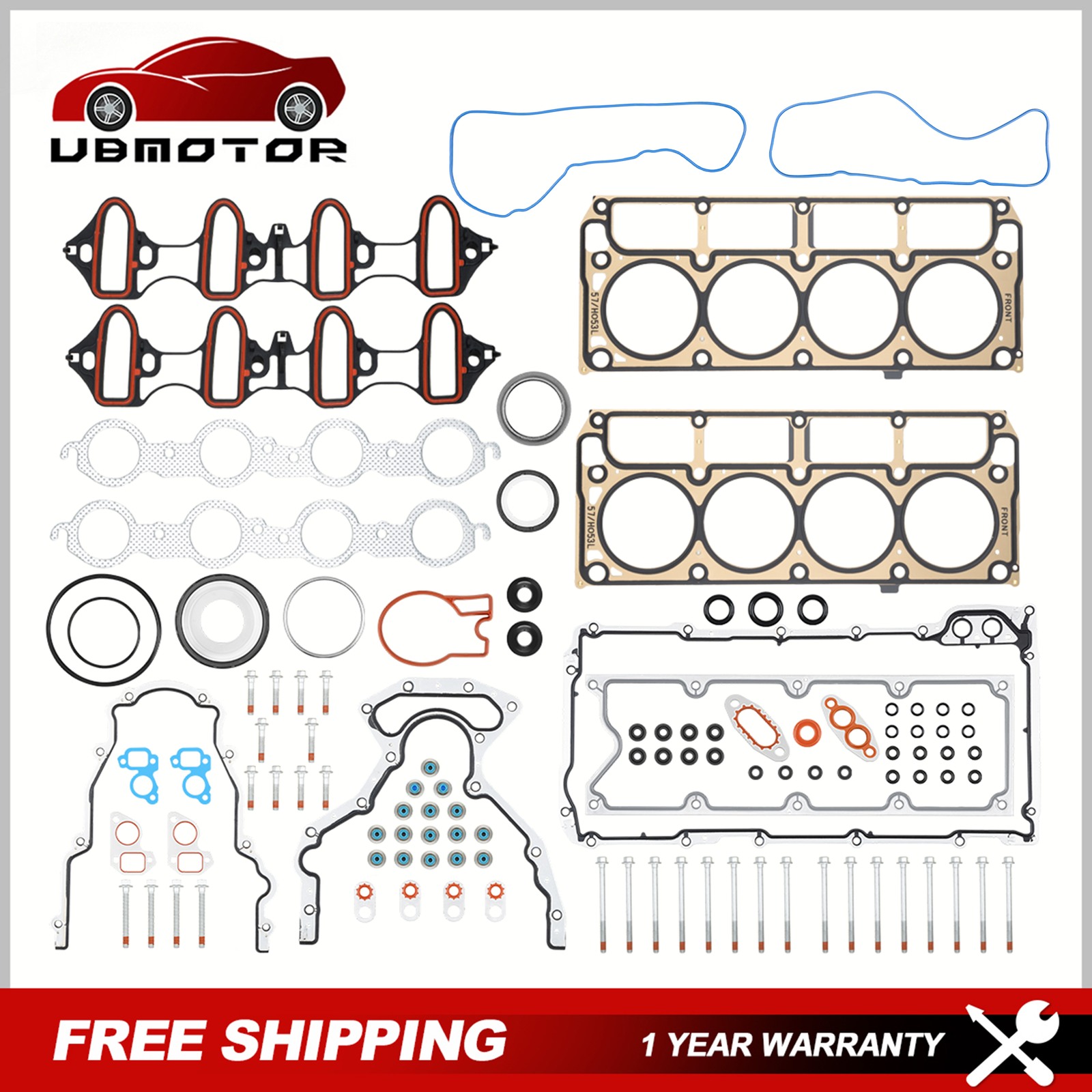 Cylinder Head Gasket Set w/Bolt For 2002-2011 Chevy GMC Buick Cadillac 4.8L 5.3L