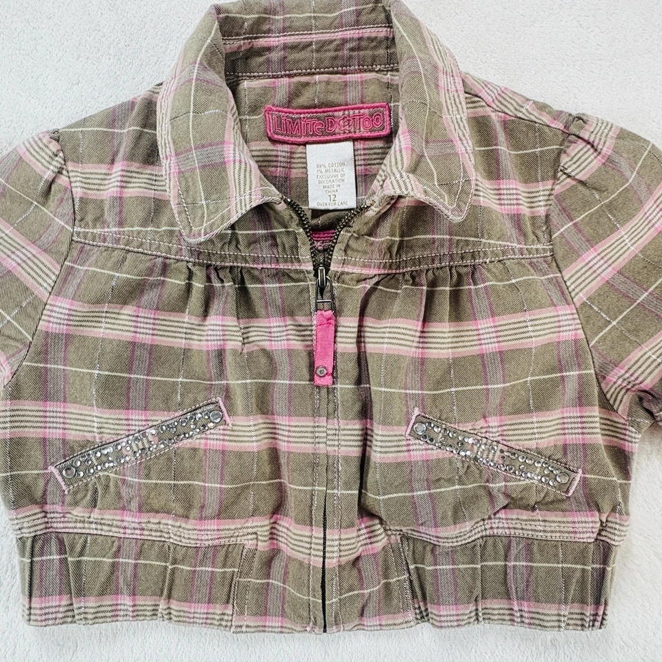 Jaqueta Vintage Anos 2000 Limitada Muito Cropped Meninas 12 Xadrez Y2K Chiclete Coquette - Imagem 2 de 4
