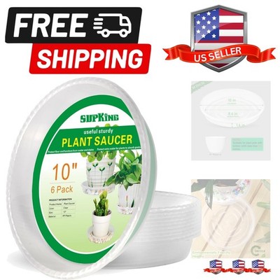 6 Pack Plant Saucers Drip Tray, 6 8 10 12 14 15 Inch Heavy Sturdy Plastic Flo...