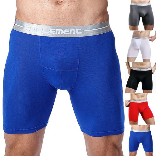 Trendy Modal Breathable Bulge Pouch Men's Long Leg Underwear Boxer ...