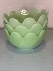 3 Vintage Fire King Green Jadeite Lotus Blossom Leaf Fruit Berry Bowls Scalloped