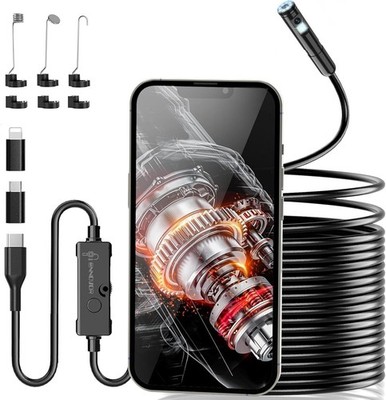 7,9 mm Dual-Objektiv HD Endoskop Kamera, 32,8 Fuß halbstarr, 8 LED, wasserdicht