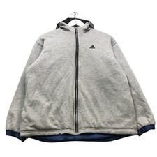 Vintage 90s Adidas Reversible Trefoil Jacket Hoodie Boy Youth Large L Navy Gray