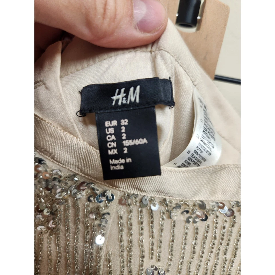Falda H&M Plateada Lentejuelas Adornada Beige Fiesta Cóctel Foto 2 de 2