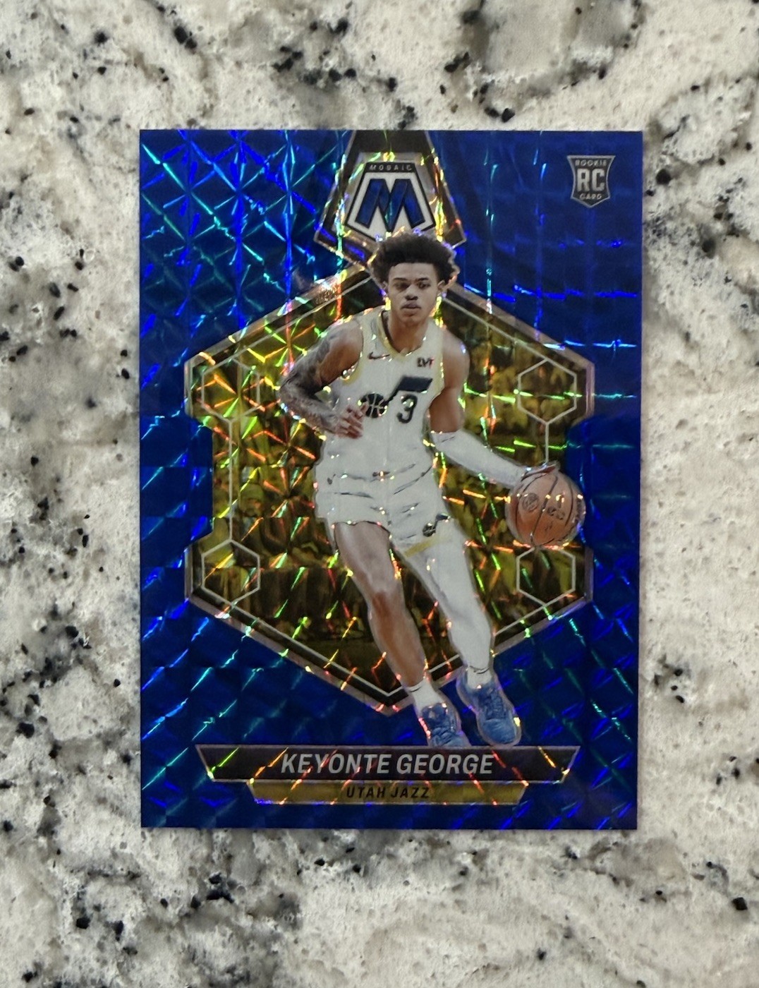 2023-24 Panini Mosaic - Rookies Keyonte George #222 Blue Mosaic Prizm /199 (RC)
