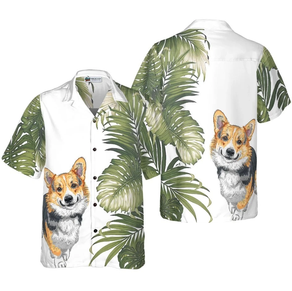 Corgi Monstera Leaves Corgi Hawaiian Shirt, Best Dog Shirt For Men And Women