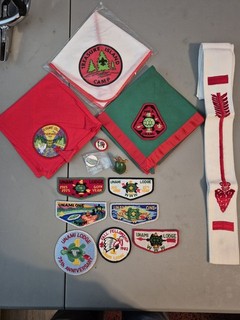 Vintage Lot of 14 Boy Scout Order of the Arrow Unami Lodge Items Patches Slides.