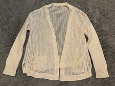 GAP Mesh Open Cardigan Sweater Womens Small Cream Ivory Lightweight Knit