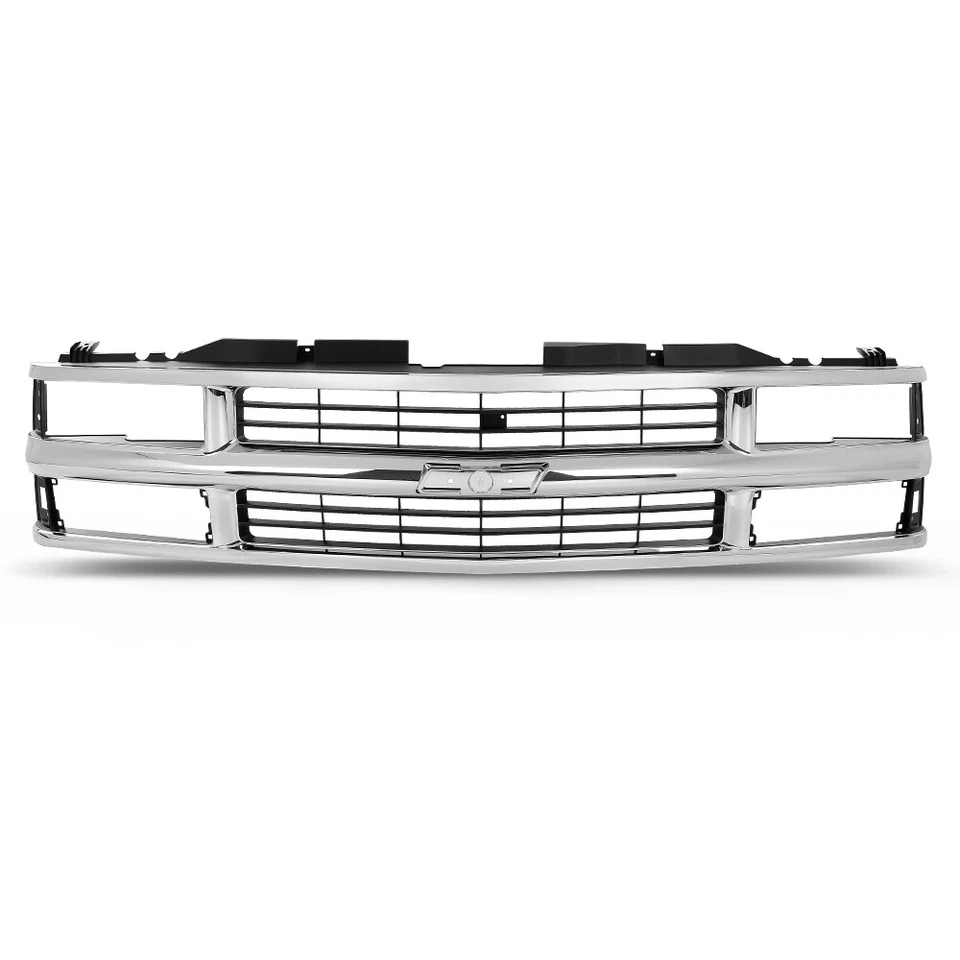 Chrome Grille w/ Black Insert Fit For 1994-1998 Chevy C/K 1500 2500 3500 Truck Foto 2 de 4