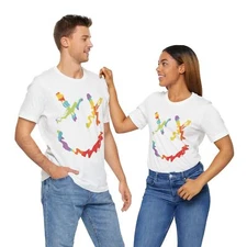Colorful Abstract Rainbow Smile Tee, Unisex T-Shirt, Gift for Friends, Summer