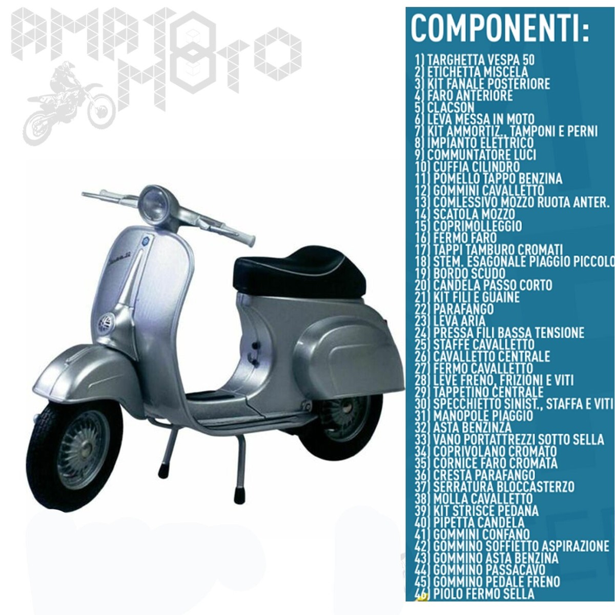 Headlight Ricambi Vespa 50 Faro Tondo KIT RESTAURO RICAMBI