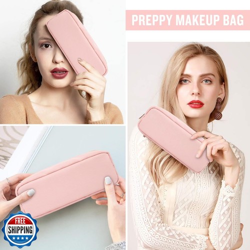Nylon Slim Makeup Bag, Preppy Cute Makeup Brush Bag Pink Makeup Organizer for - Imagen 4 de 5