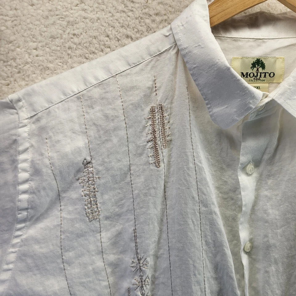 Camisa Botón Colección Mojito 2XL 100% Lino Yucatán Blanco Mexicano Panamá Cubano Foto 3 de 4