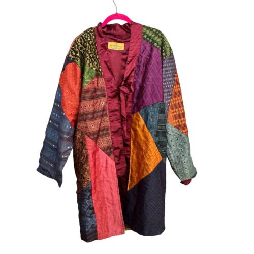 Vintage Sacred Threads Patchwork Kimono Jacket duster Size S/M - Picture 3 of 6