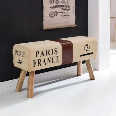FineBuy Banc en tissu 91 cm Bois Massif Rembourré Banc Banquette Petit Colour - Photo 1/4