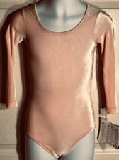 GK LgSLV BALLET PINK CHILD SMALL BASIC VELVET DANCE GYMNASTICS LEOTARD CS NWT 