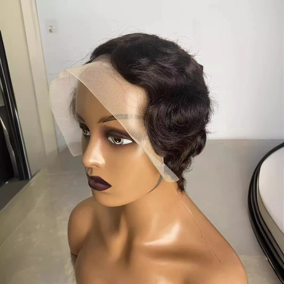 短手指波小精灵高光 13x4x1 蕾丝前 100% 人类头发假发 L 部件  — 第 2/4 张图片