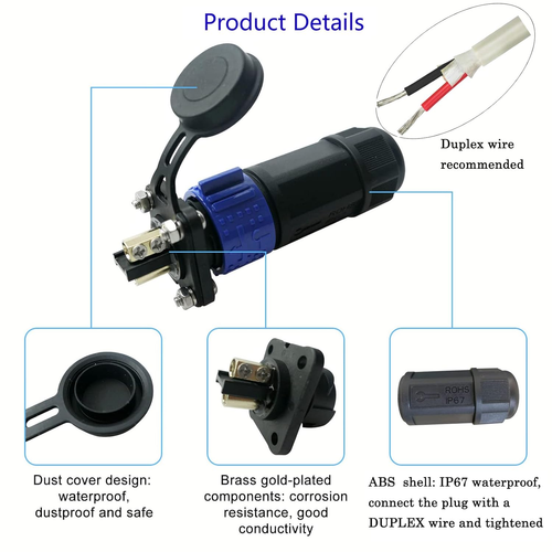 2 Pin 50Amp Trolling Motor Plug Receptacle Set, 12/24/36/48 Volt Marine Boat Po - Picture 4 of 12