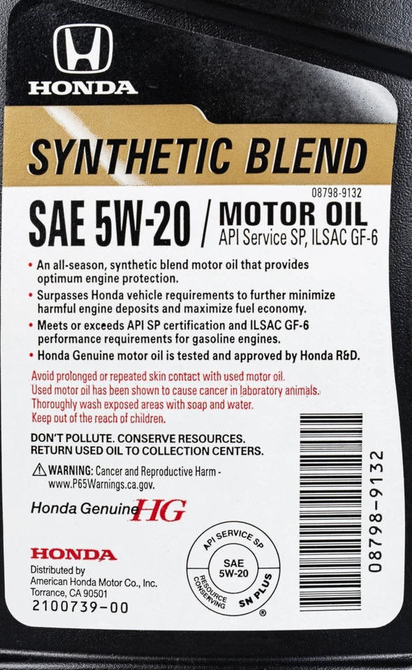 Комплект для замены синтетической смеси и фильтра Honda от оригинального производителя 05-20 - Изображение 4 из 4