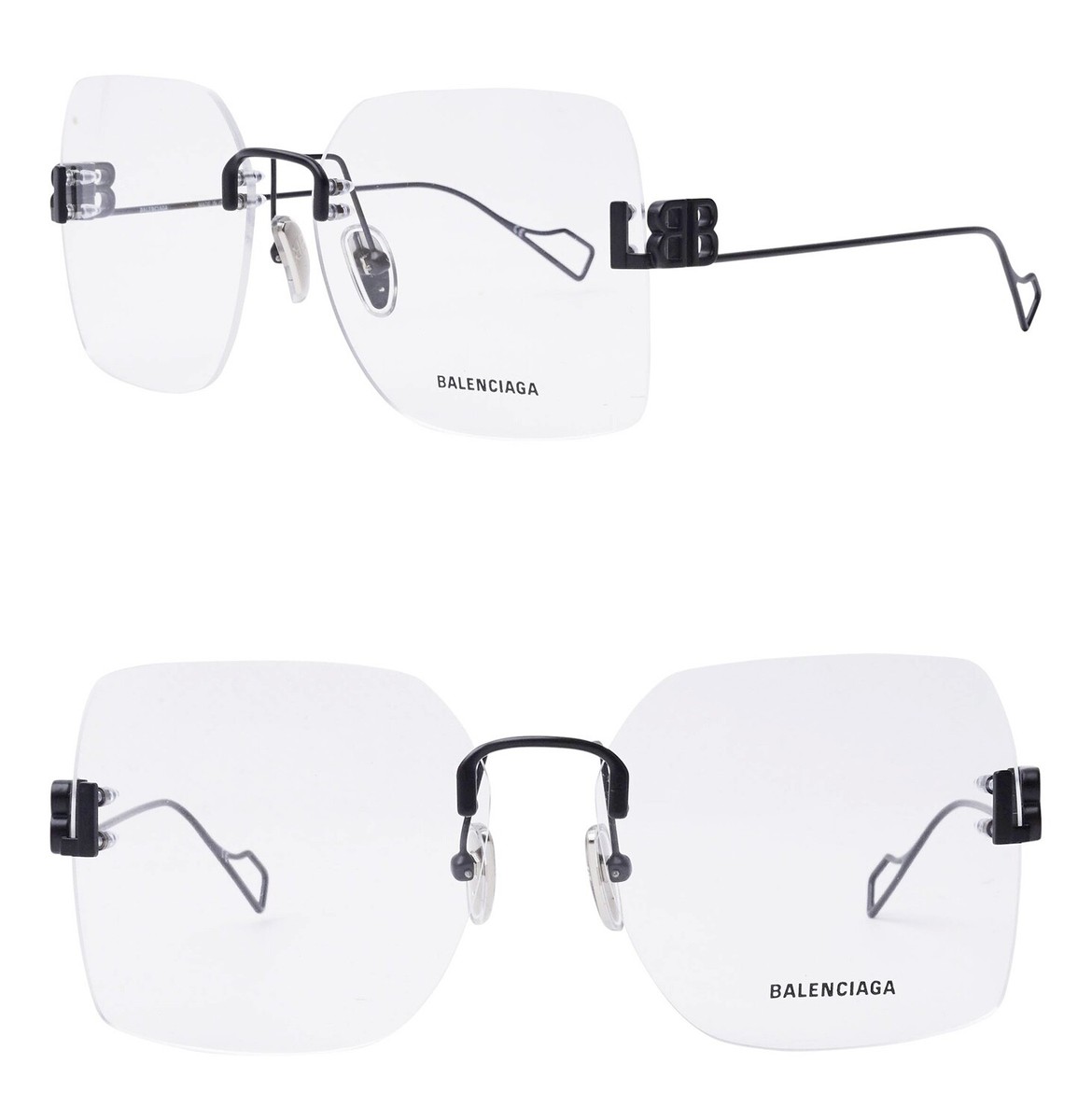 BALENCIAGA LOGO 0113 Black Metal Retro Eyeglass 60mm BB0113O