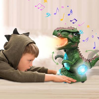 Kinder elektronische Dinosaurierfigur Licht Musik & Nebel Spray 360 Rotationsroboter Spielzeug