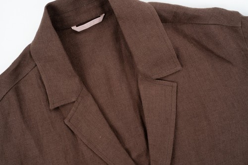 TINTORIA MATTEI Brown Over Jacket Linen Lightweight Chambray Slim Fit Cardigan L - Picture 2 of 5