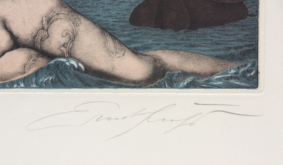 Ernst Fuchs (1930-2015), signierte Farbradierung "Das Gefängnis des Ikarus" 1975 - Bild 4 von 4