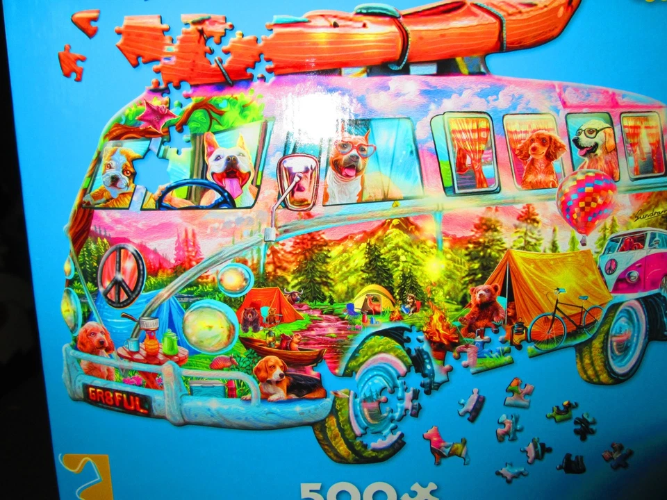 Volkswagen Bus Puzzle Perros y Canoa 500 piezas Nuevo en Caja Foto 2 de 4