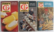 3 Old Funks G Hybrid Seed Corn Farm Data Notebook, Funk's 1967,1968,1969