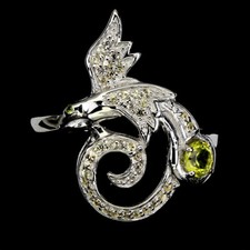 925 Sterling Silver Ring Round Peridot Sapphire Natural Gemstone Jewelry Size 9