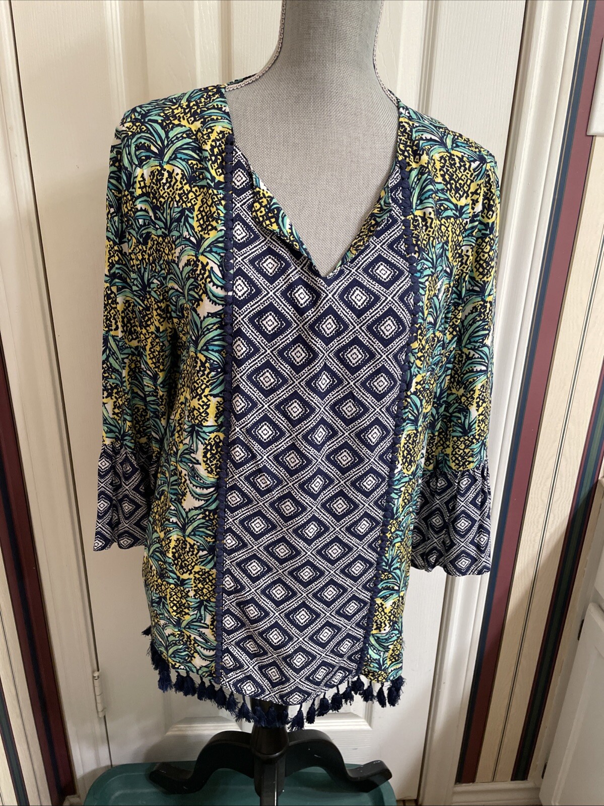 Ruby Rd. M Rayon Tunic Top Multicolored Floral Ge… - image 1