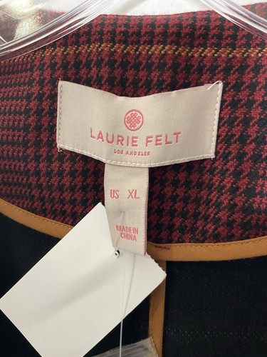 Laurie Felt Zoe Wrap Coat A388895 Fringe Red Plaid Size XL NEW - Picture 4 of 8