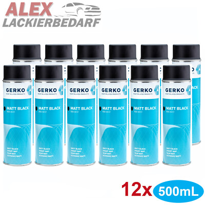 12x GERKO Premium Autolack schwarz matt 500ml Spraydose Sprühlack