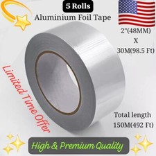 5 Roll Aluminum Foil 2" X 30M Heat Resistnt Tape HVAC Insulation Furnace Duct 3M
