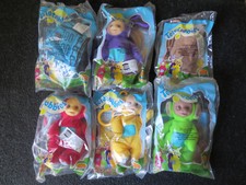 Teletubbies clip Beanbag Finger Puppets Complete set lot of 6 NEW Burger King