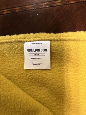 Aime Leon Dore ALD Gothic Fleece Scarf in Oil Yellow 66” x 10